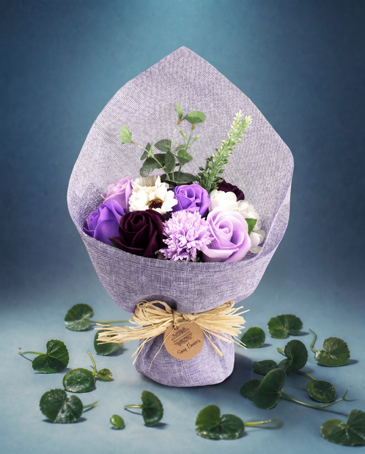 Soap Flower Bouquet in Purple