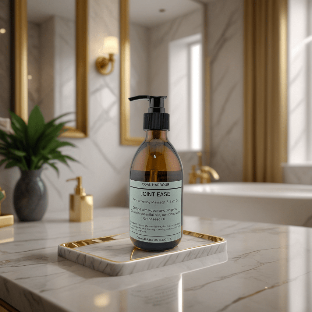 Aromatherapy Massage and Bath Oil - Joint Ease with Rosemary, Ginger & Geranium Essential Oils - Coal Harbour
