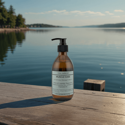 Aromatherapy Massage and Bath Oil - Muscle Ease with Lavender, Peppermint & Eucalyptus Essential Oils - Coal Harbour