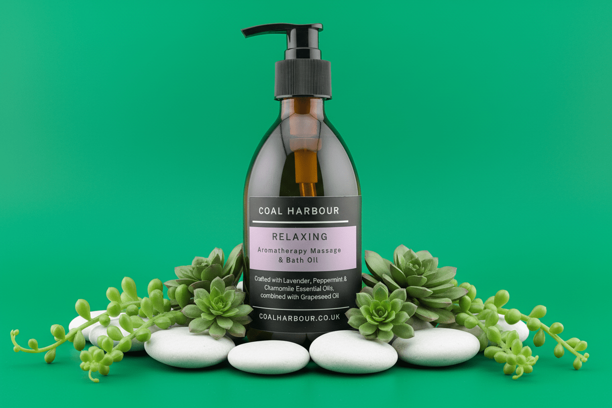 Aromatherapy Massage and Bath Oil - Relaxing With Lavender, Peppermint & Chamomile Essential Oils - Coal Harbour