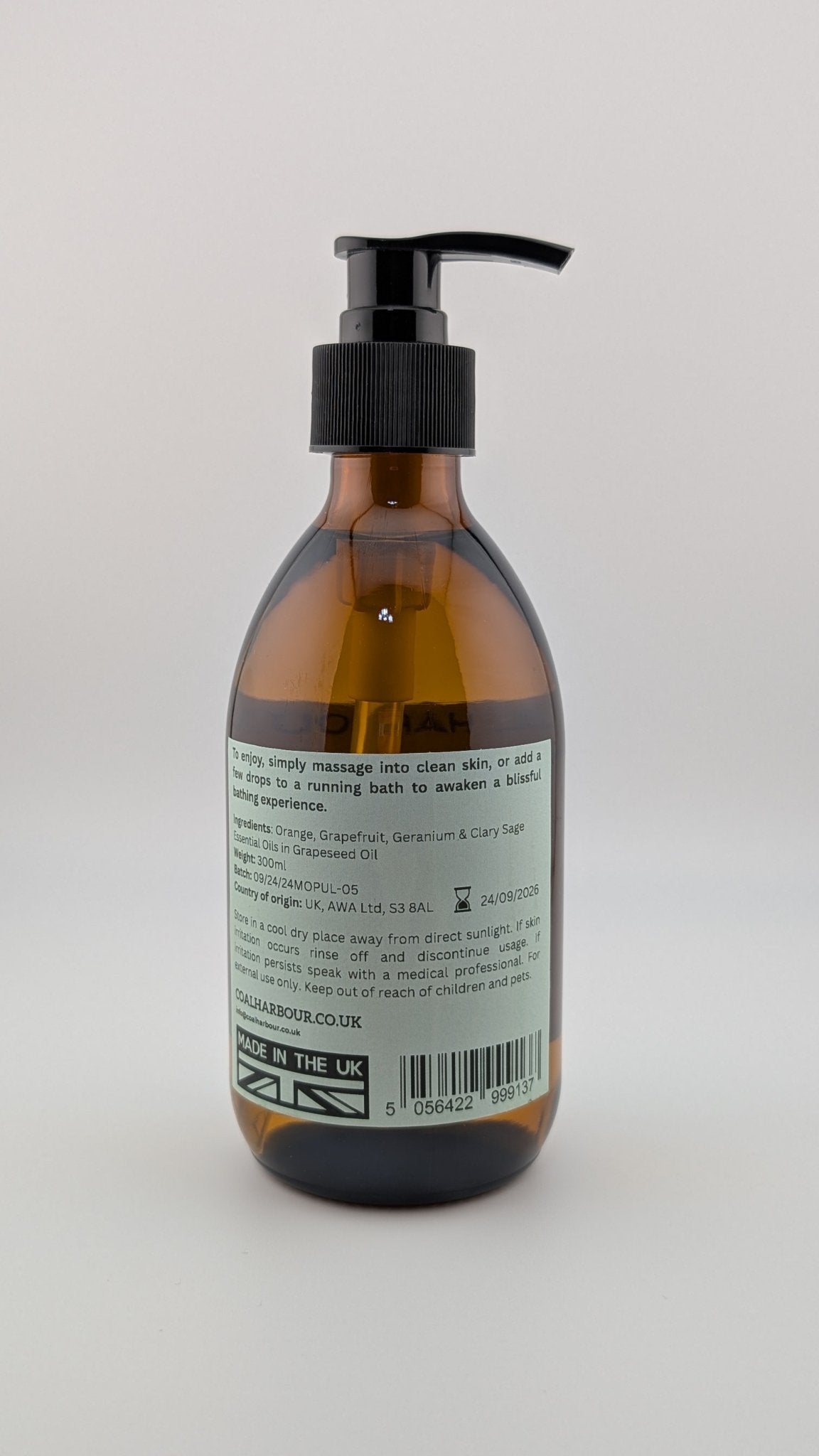 Aromatherapy Massage and Bath Oil - Toning & Firming With Orange, Grapefruit, Geranium & Clary Sage Essential Oils - Coal Harbour