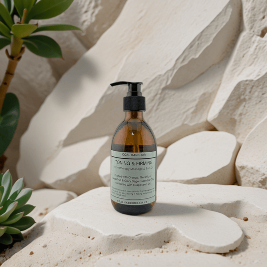 Aromatherapy Massage and Bath Oil - Toning & Firming With Orange, Grapefruit, Geranium & Clary Sage Essential Oils - Coal Harbour