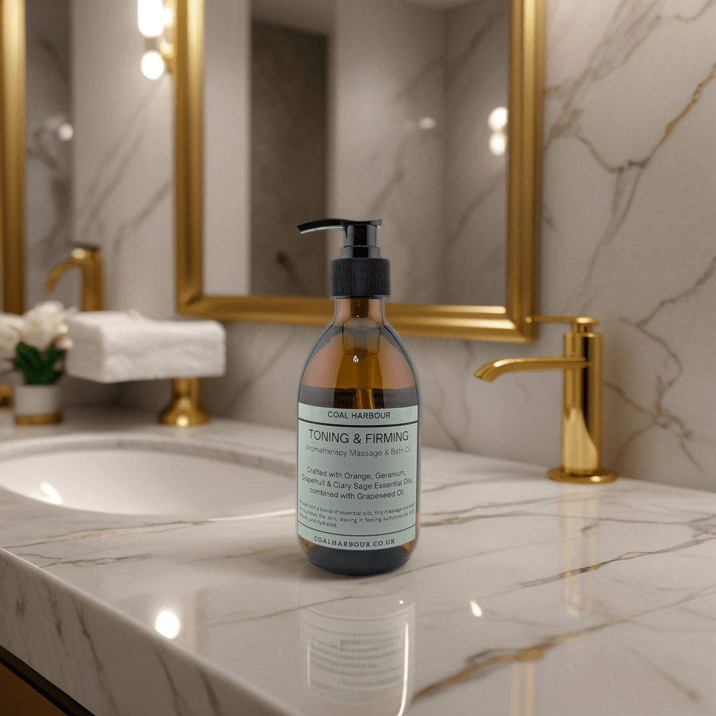 Aromatherapy Massage and Bath Oil - Toning & Firming With Orange, Grapefruit, Geranium & Clary Sage Essential Oils - Coal Harbour