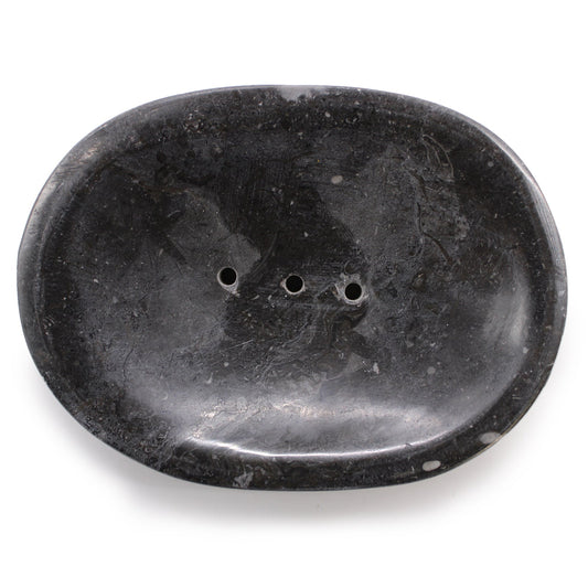 Classic Oval Black Marble Soap Dish - Coal Harbour
