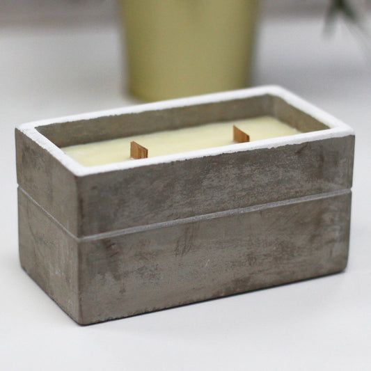 Concrete Wooden Wick Candle - Large Box - Clove & Dark Sandalwood - Coal Harbour
