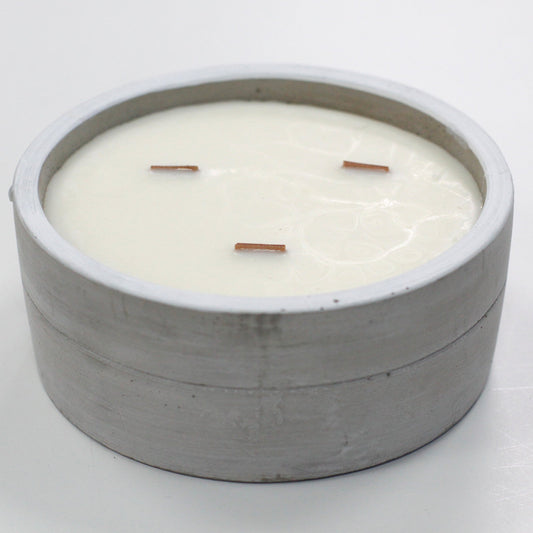 Concrete Wooden Wick Candle - Large Round Crushed Vanilla & Orange - Coal Harbour
