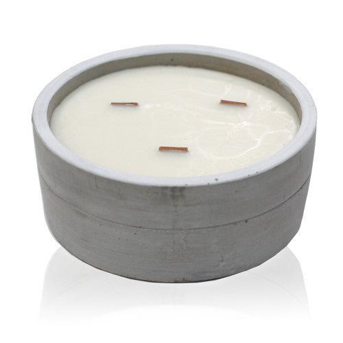 Concrete Wooden Wick Candle - Large Round Crushed Vanilla & Orange - Coal Harbour
