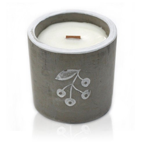 Concrete Wooden Wick Candle - Medium Pot - Berries - Juniper & Sweet Gin - Coal Harbour
