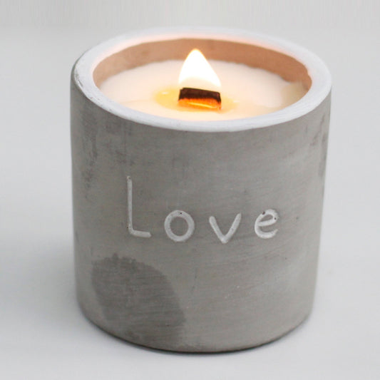 Concrete Wooden Wick Candle - Medium Pot - Love - Purple Fig & Cassis - Coal Harbour