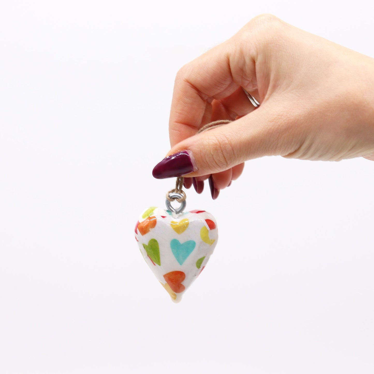 Decorative Mango Wood Enamel Hearts - Coal Harbour