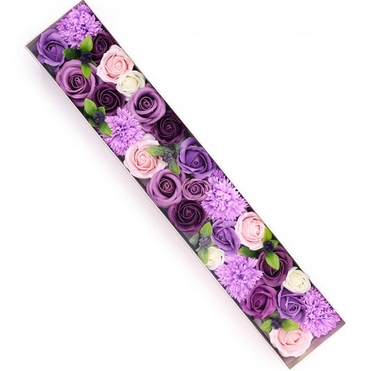 Extra Long Lavender Roses & Carnation Soap Flowers Gift Box - Coal Harbour