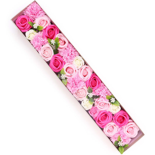 Extra Long Pink Roses & Carnations Soap Flowers Gift Box - Coal Harbour