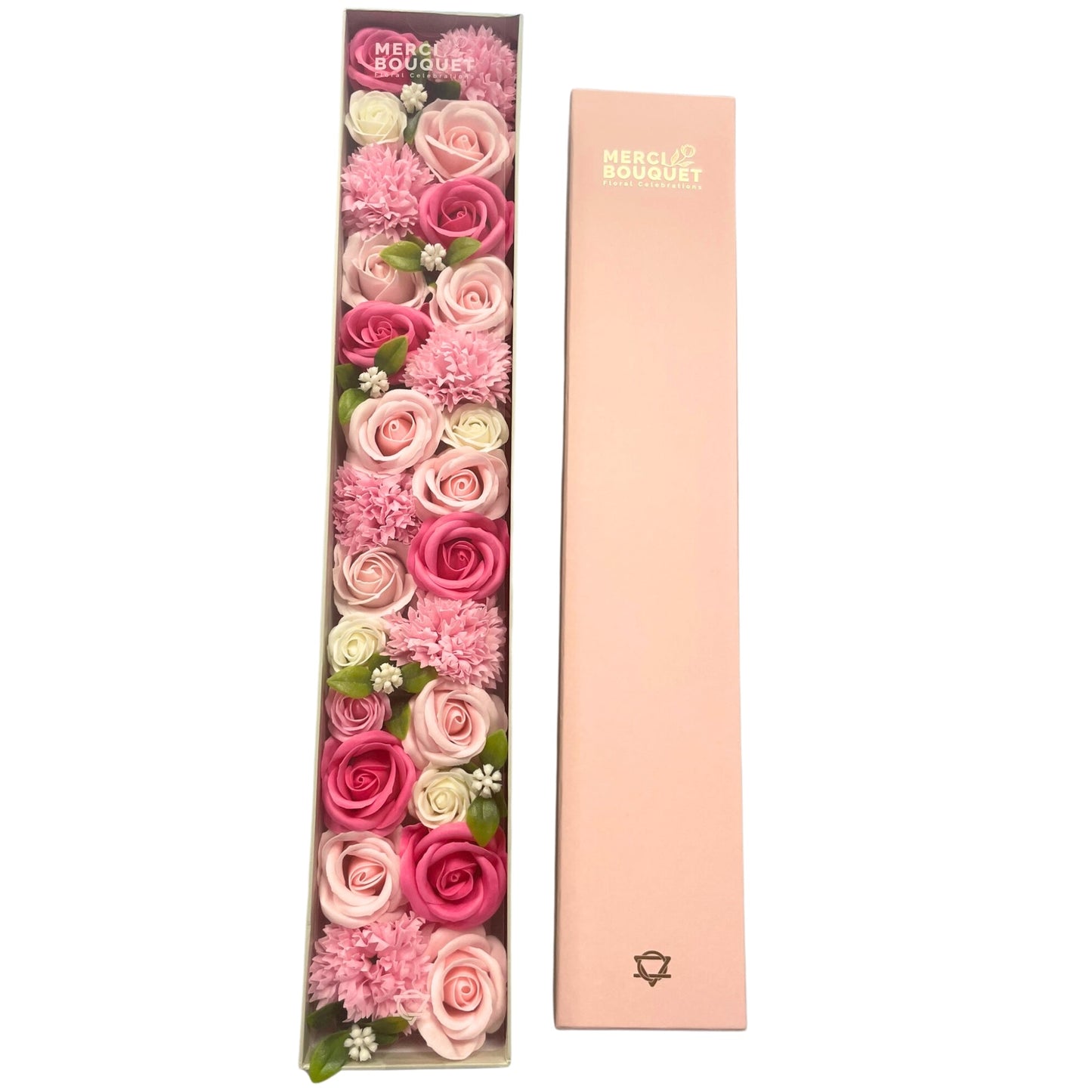 Extra Long Pink Roses & Carnations Soap Flowers Gift Box - Coal Harbour