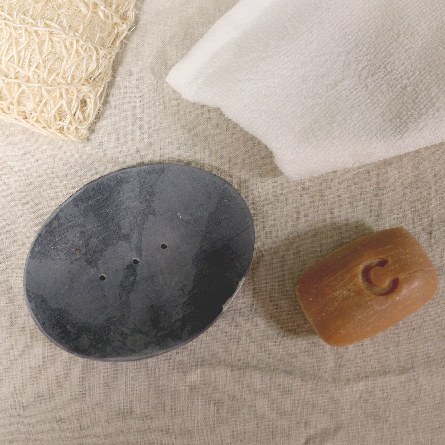 Grey Soapstone Soap Dish - Classic Oval - Coal Harbour