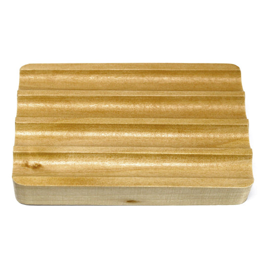 Hemu Wood Soap Dish - Corrugated - Coal Harbour
