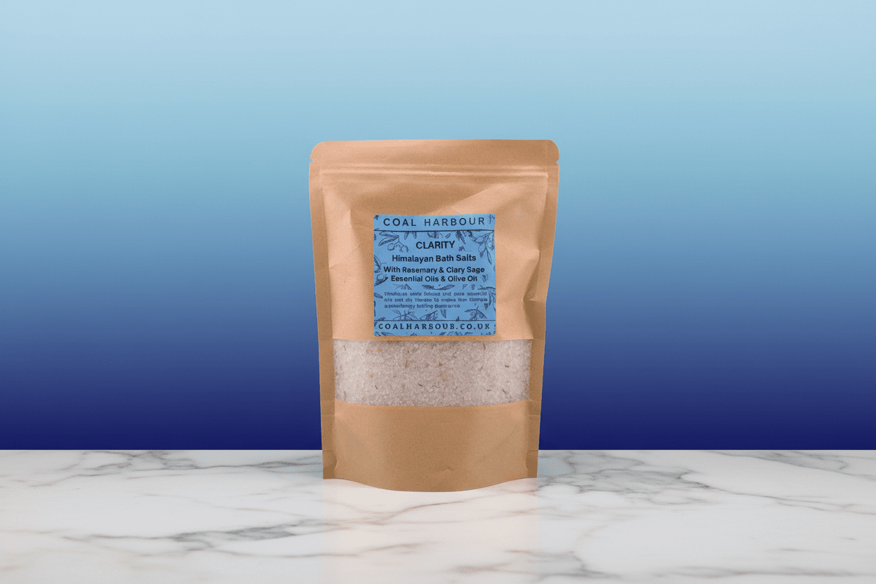 Himalayan Bath Salt Blend - Clarity with Rosemary & Clary Sage Essential Oils + Olive Oil - Coal Harbour