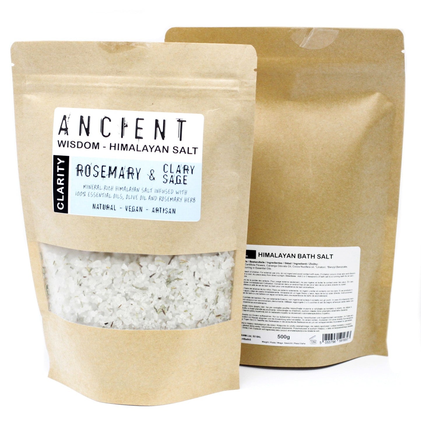 Himalayan Bath Salt Blend - Clarity with Rosemary & Clary Sage Essential Oils + Olive Oil - Coal Harbour