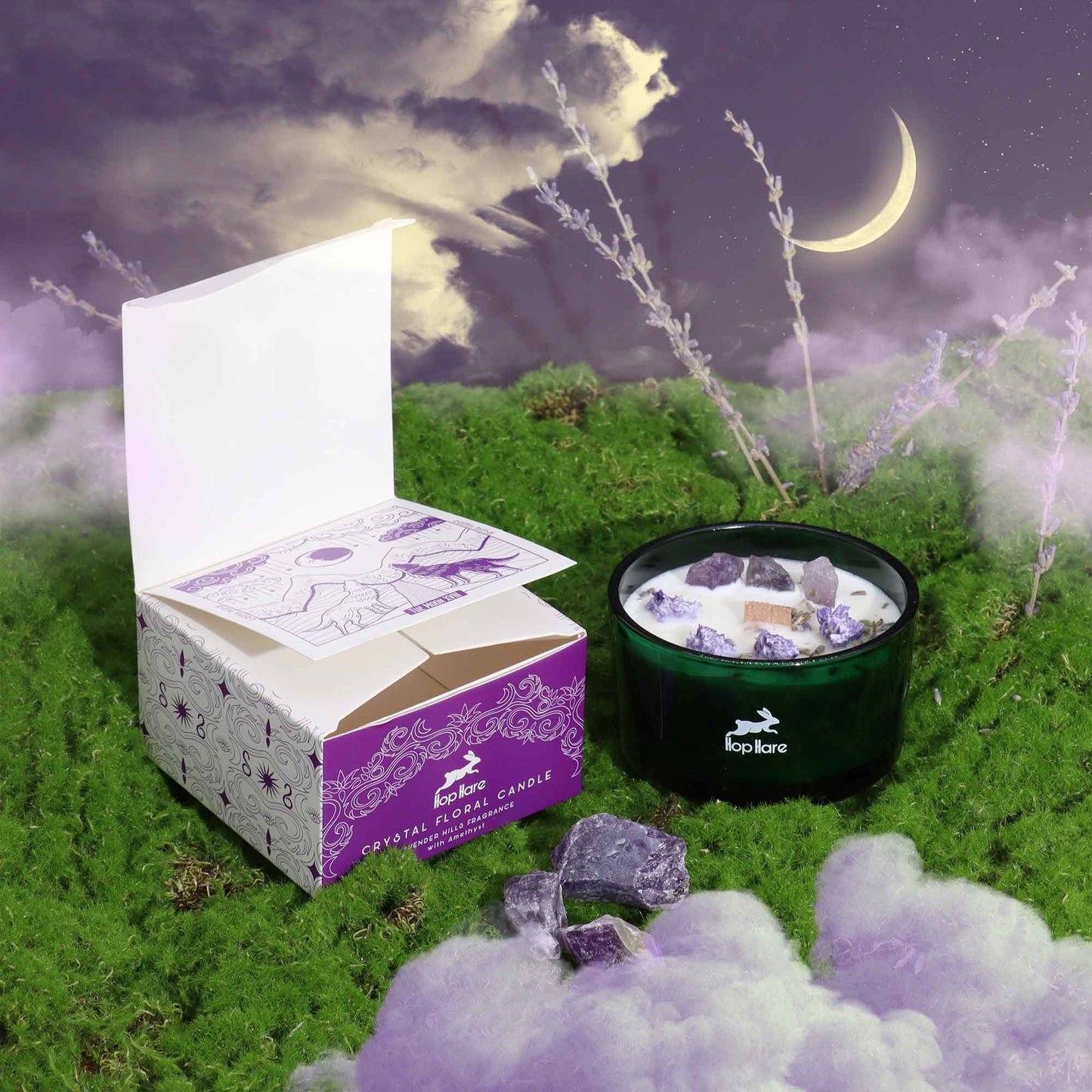 Hop Hare Crystal Magic Flower Candle - The Moon - Coal Harbour