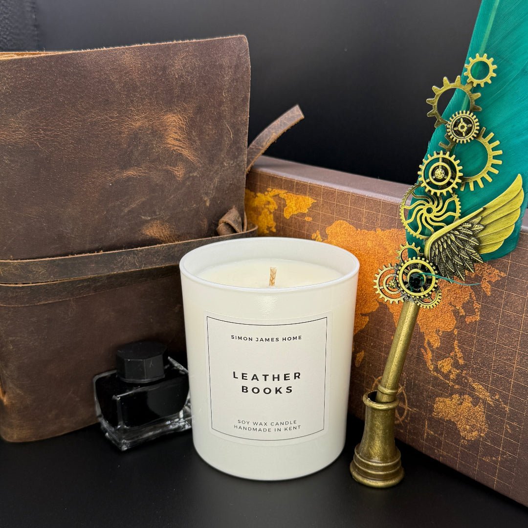 Leather Books Candle - Handmade Soy Wax - Coal Harbour