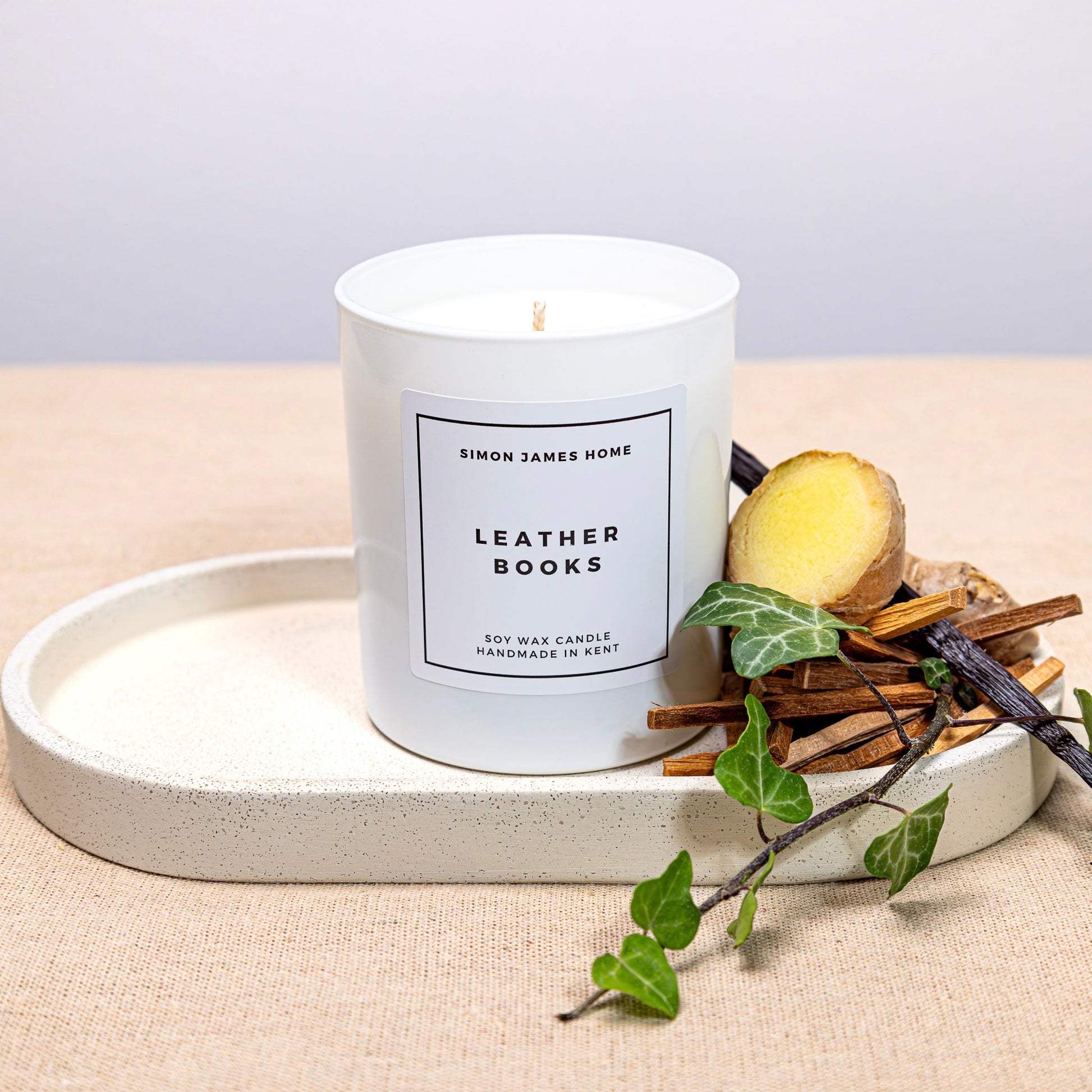 Leather Books Handmade Soy Wax Candle - Coal Harbour