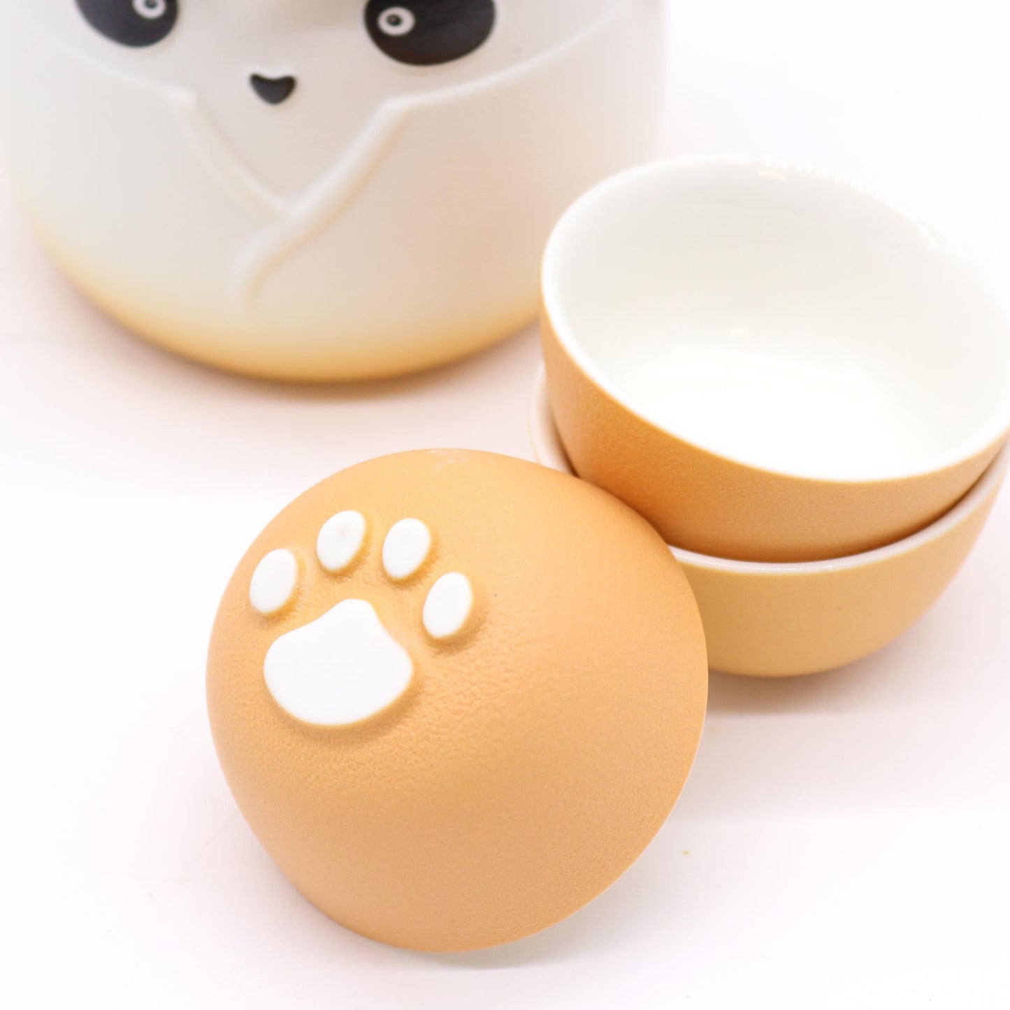 Panda Teapot Set & Three Cups - Orange - Coal Harbour