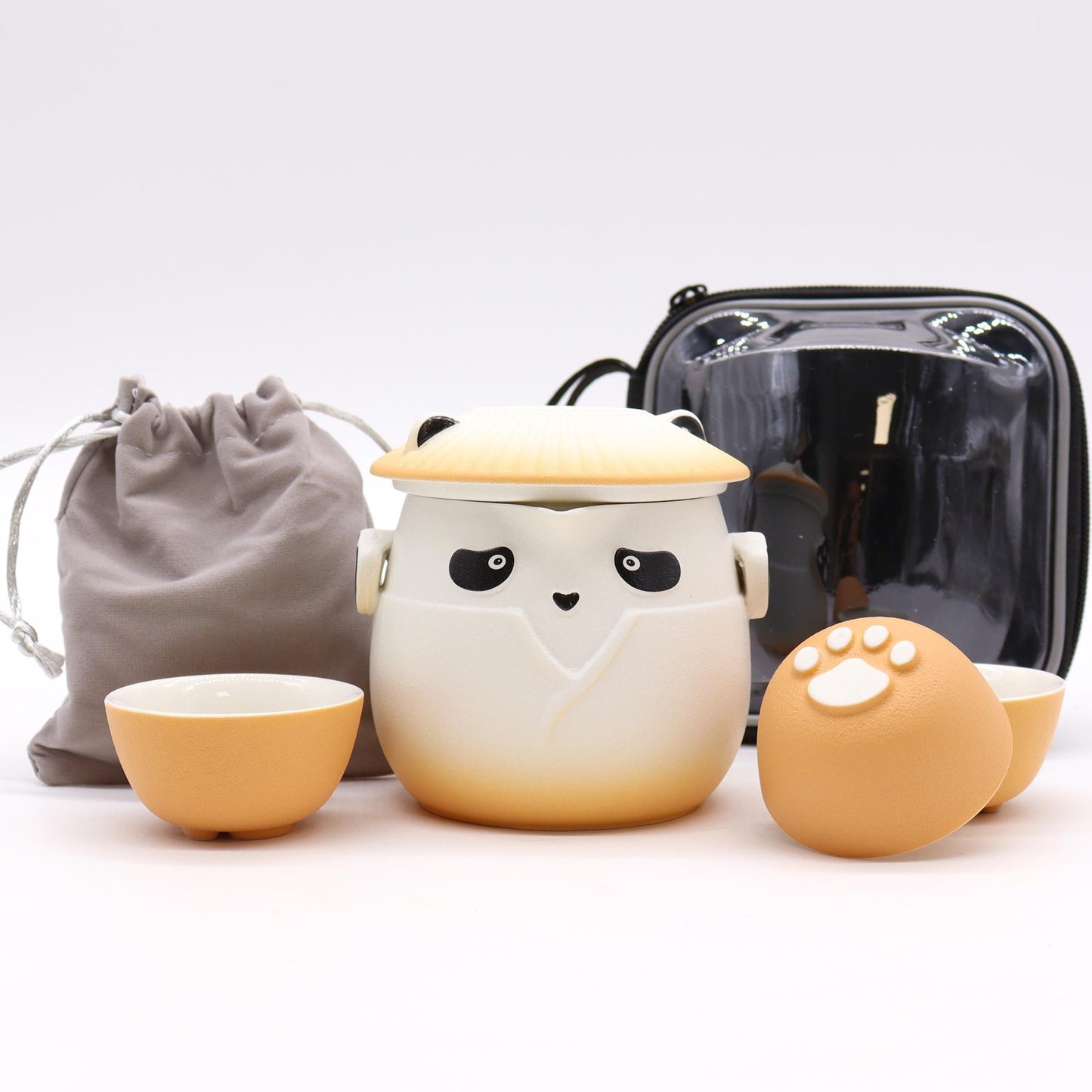 Panda Teapot Set & Three Cups - Orange - Coal Harbour