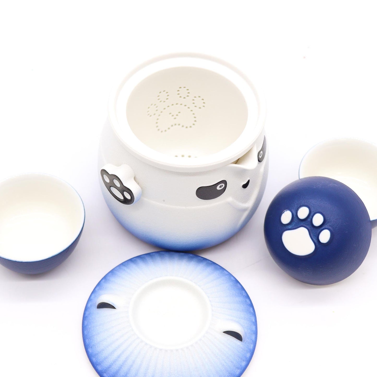 Panda Teapot Set & Three Cups - Sky Blue - Coal Harbour