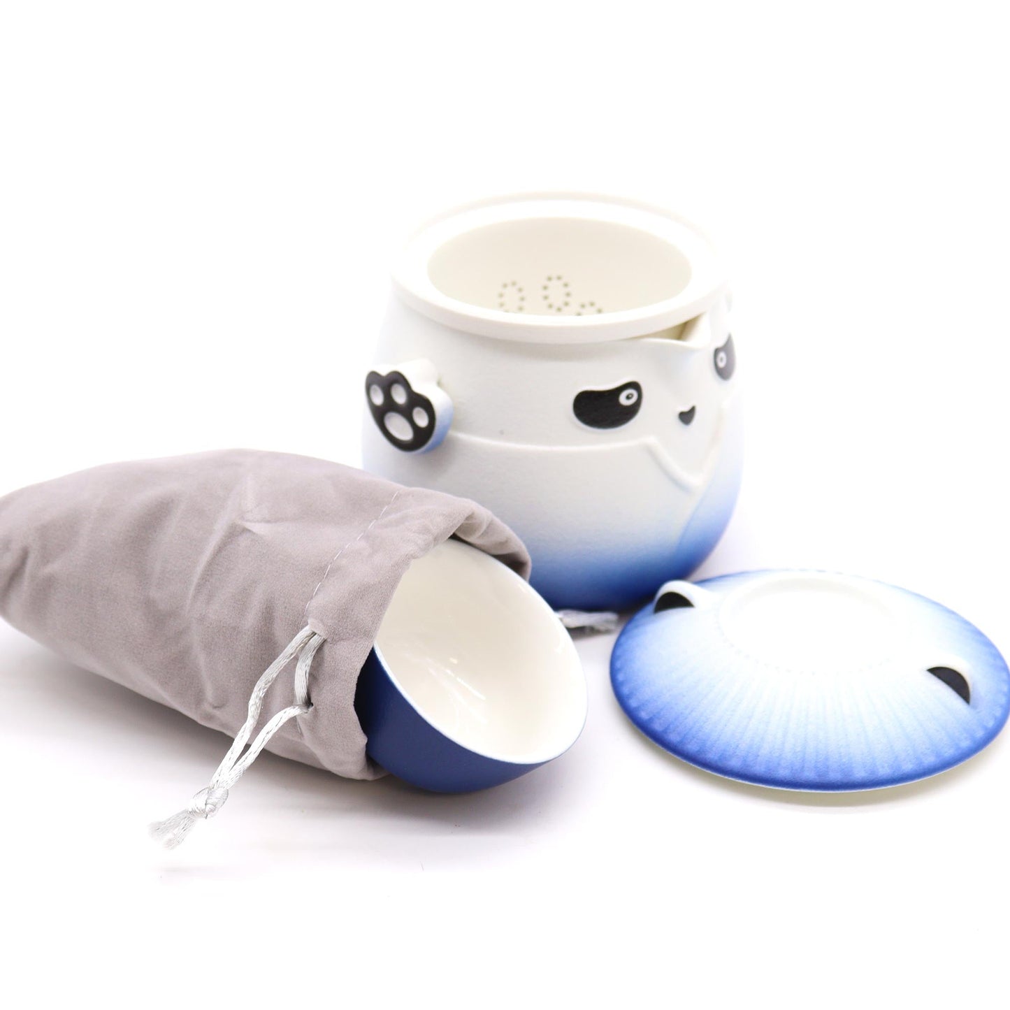 Panda Teapot Set & Three Cups - Sky Blue - Coal Harbour
