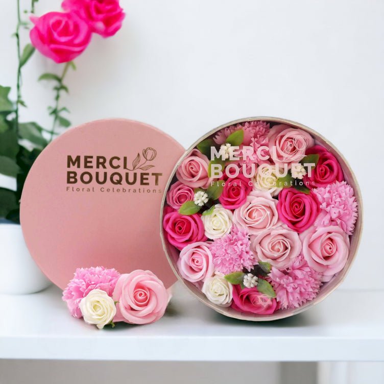 Pink Roses & Carnations Soap Flowers Gift Box - Coal Harbour