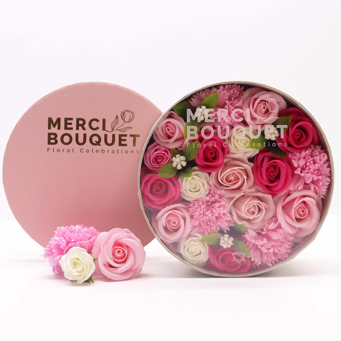Pink Roses & Carnations Soap Flowers Gift Box - Coal Harbour