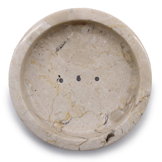 Round Honey Marble Flat Soap Dish - Coal Harbour