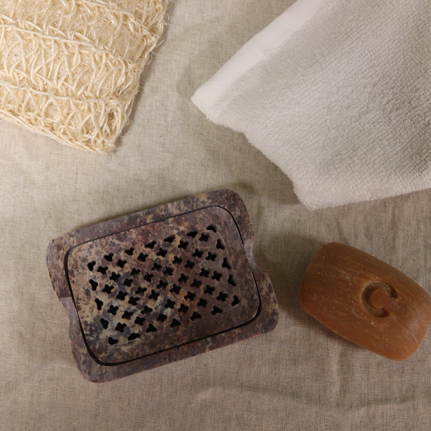 Soapstone Soap Dish & Drainer - Classic Square - Coal Harbour