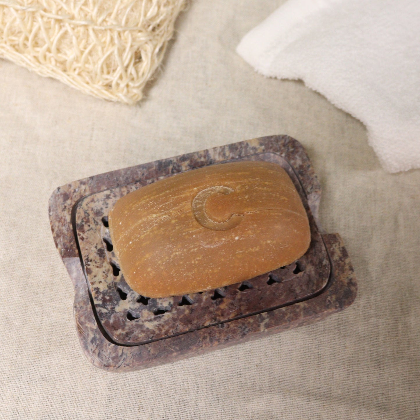 Soapstone Soap Dish & Drainer - Classic Square - Coal Harbour