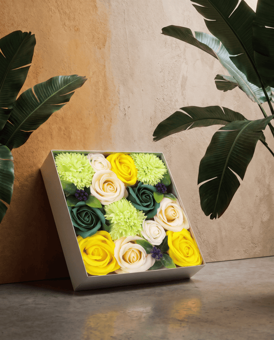 Spring Roses & Carnation Soap Flowers Square Gift Box - Coal Harbour