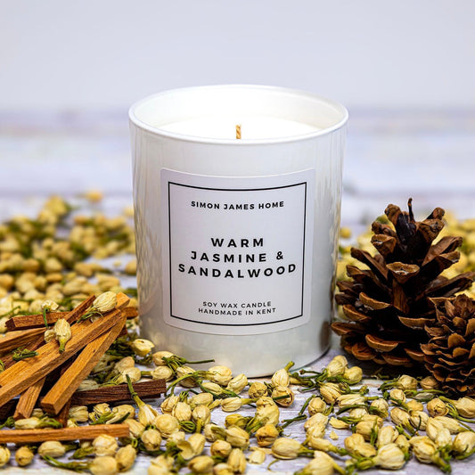 Warm Jasmine & Sandalwood Handmade Soy Wax Candle - Coal Harbour