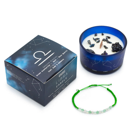 Zodiac Crystal Candle with Gemstone Bracelet - Libra - Coal Harbour