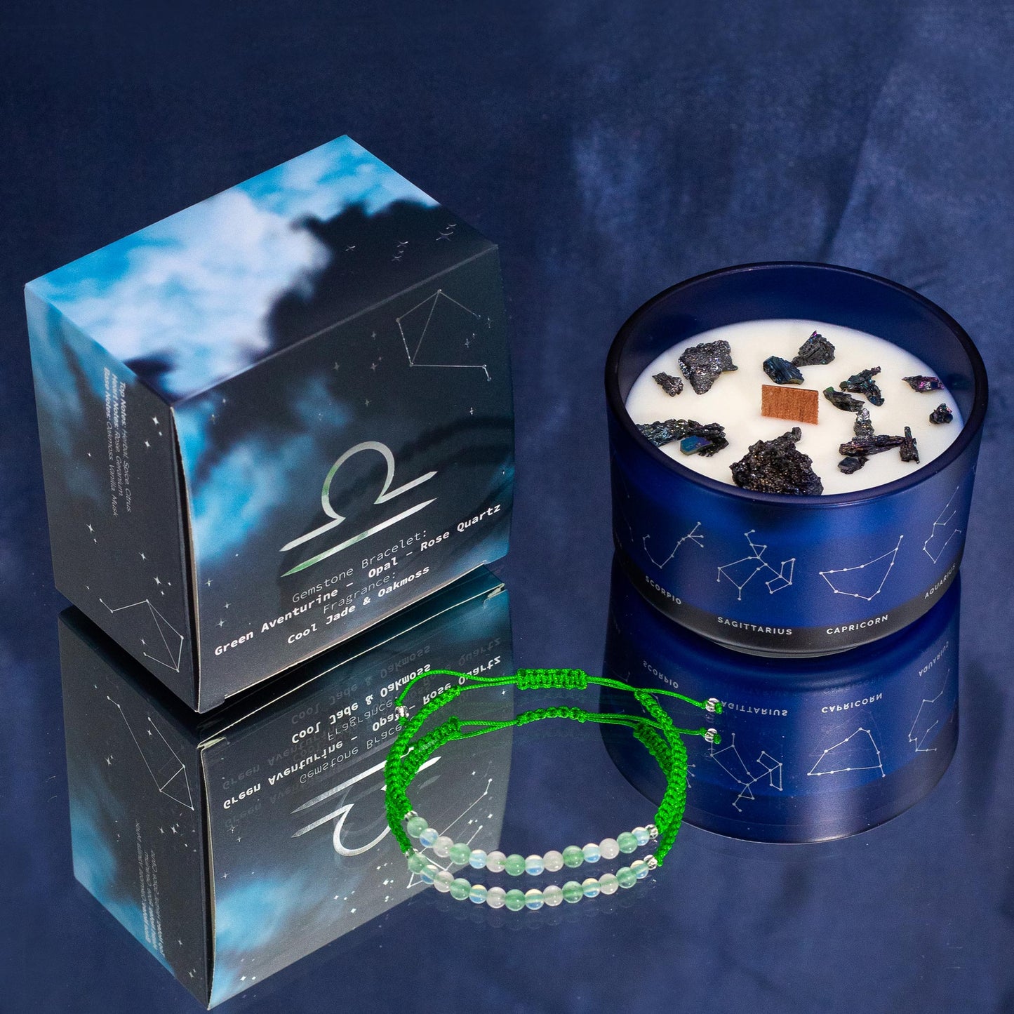Zodiac Crystal Candle with Gemstone Bracelet - Libra - Coal Harbour