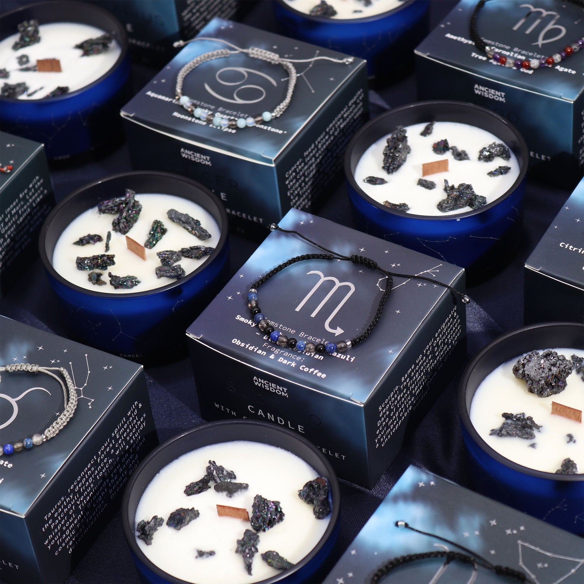 Zodiac Crystal Candle with Gemstone Bracelet - Libra - Coal Harbour