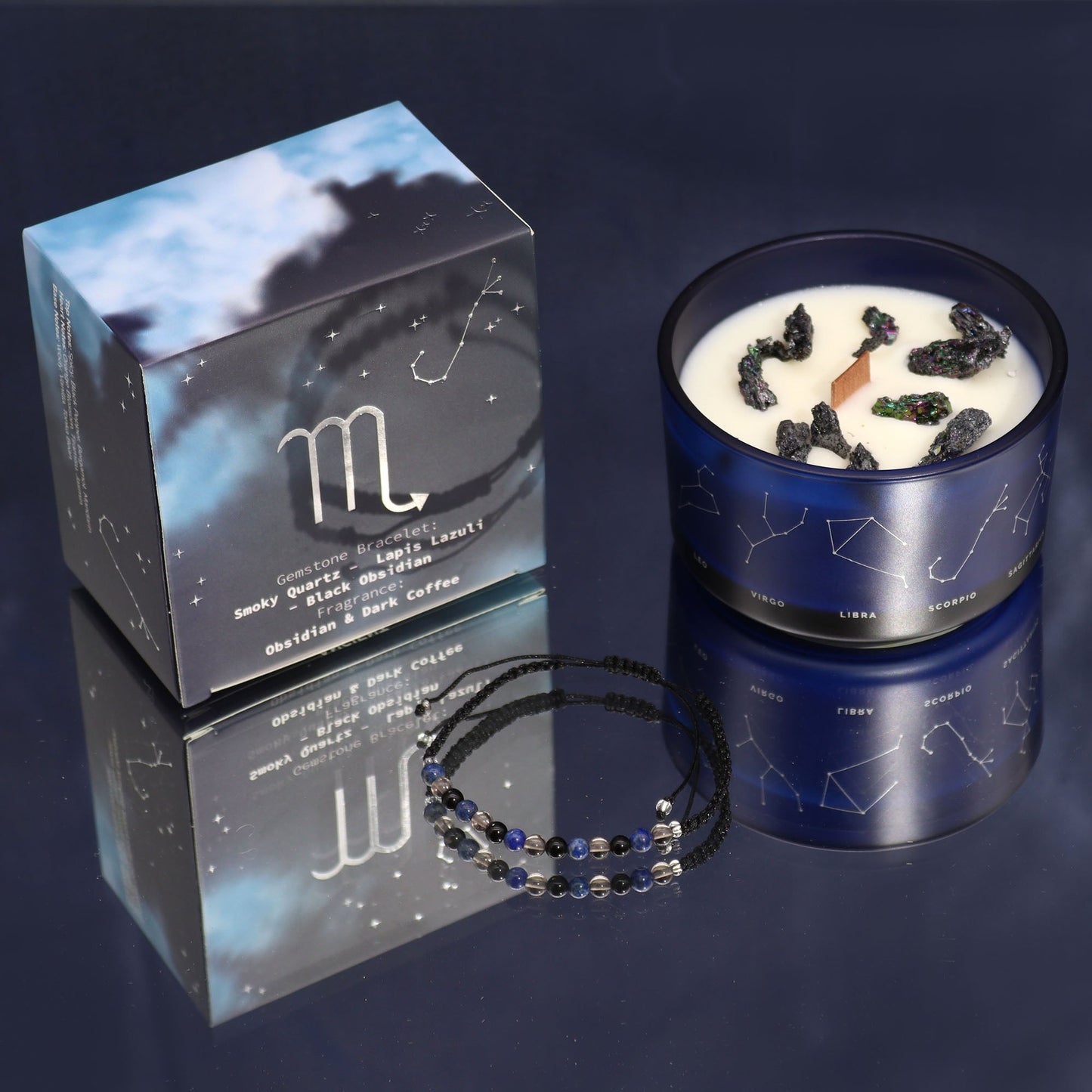 Zodiac Crystal Candle with Gemstone Bracelet - Scorpio - Coal Harbour