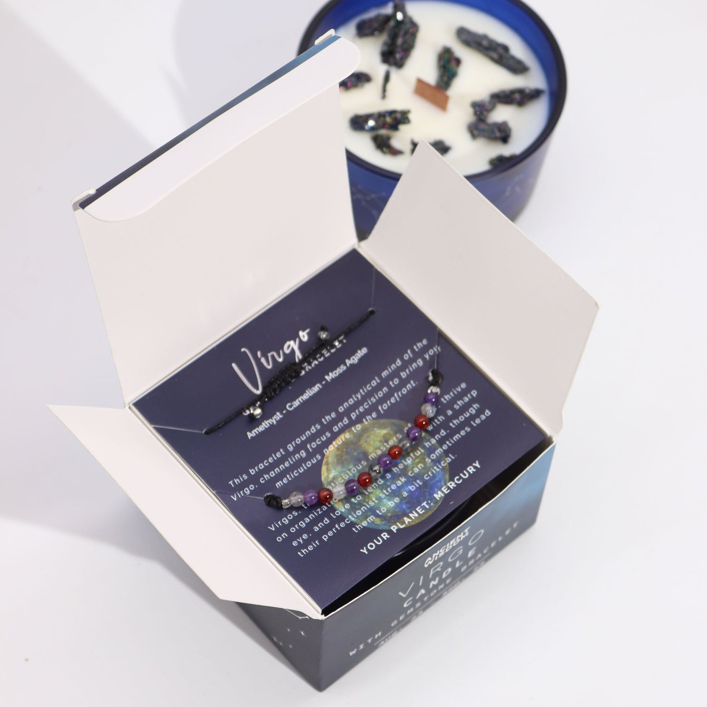 Zodiac Crystal Candle with Gemstone Bracelet - Virgo - Coal Harbour