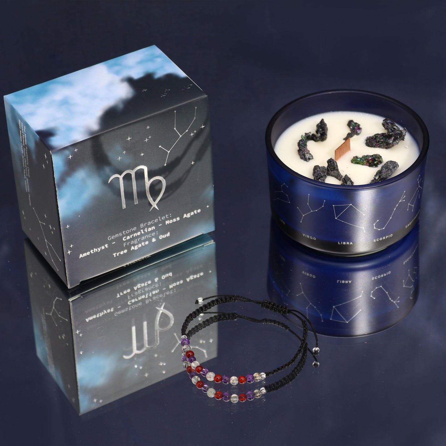 Zodiac Crystal Candle with Gemstone Bracelet - Virgo - Coal Harbour