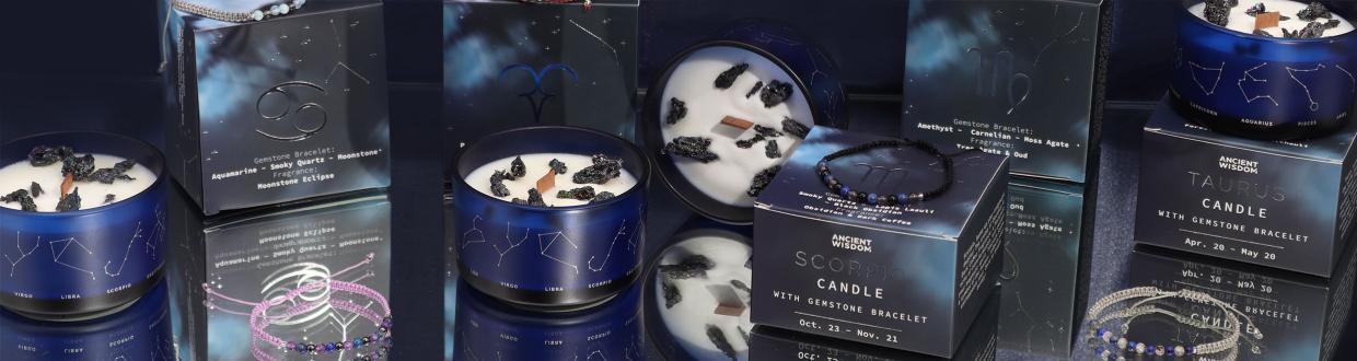 Zodiac Crystal Candles with Gemstone Bracelet - Coal Harbour
