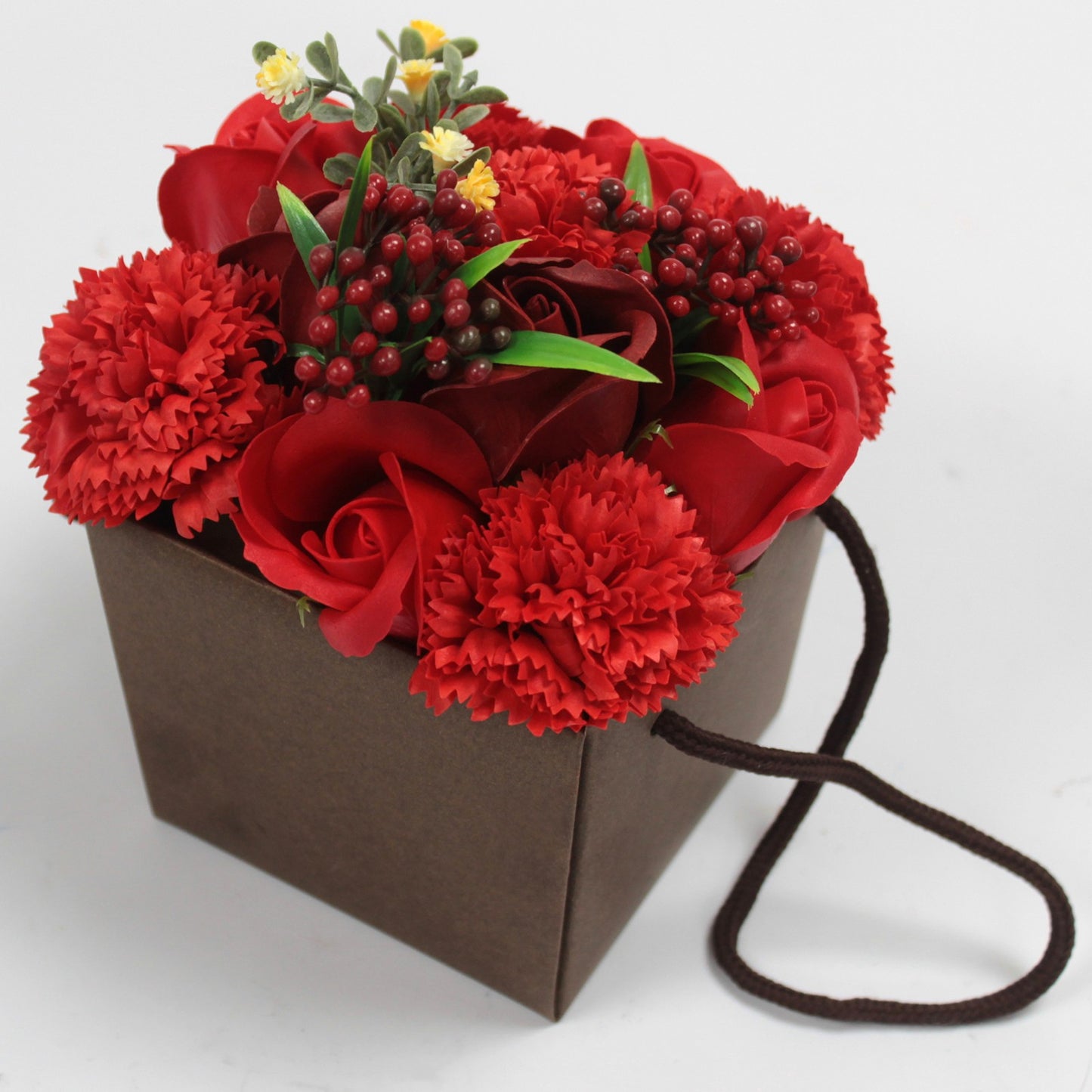 Soap Flower Bouquet of Red Roses & Carnations