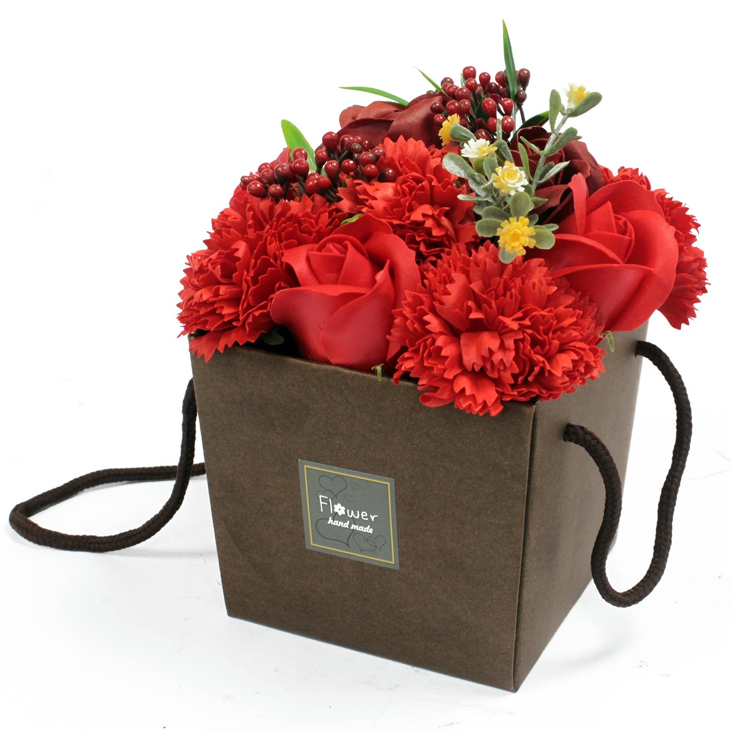 Soap Flower Bouquet of Red Roses & Carnations