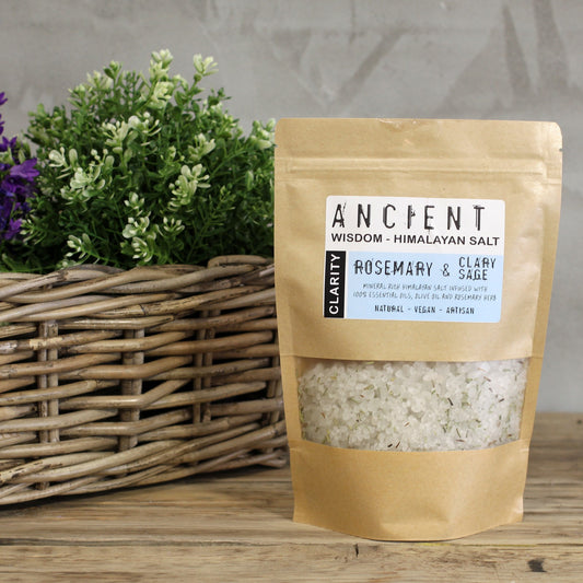 Himalayan Bath Salt Blend - Clarity with Rosemary & Clary Sage Essential Oils + Olive Oil