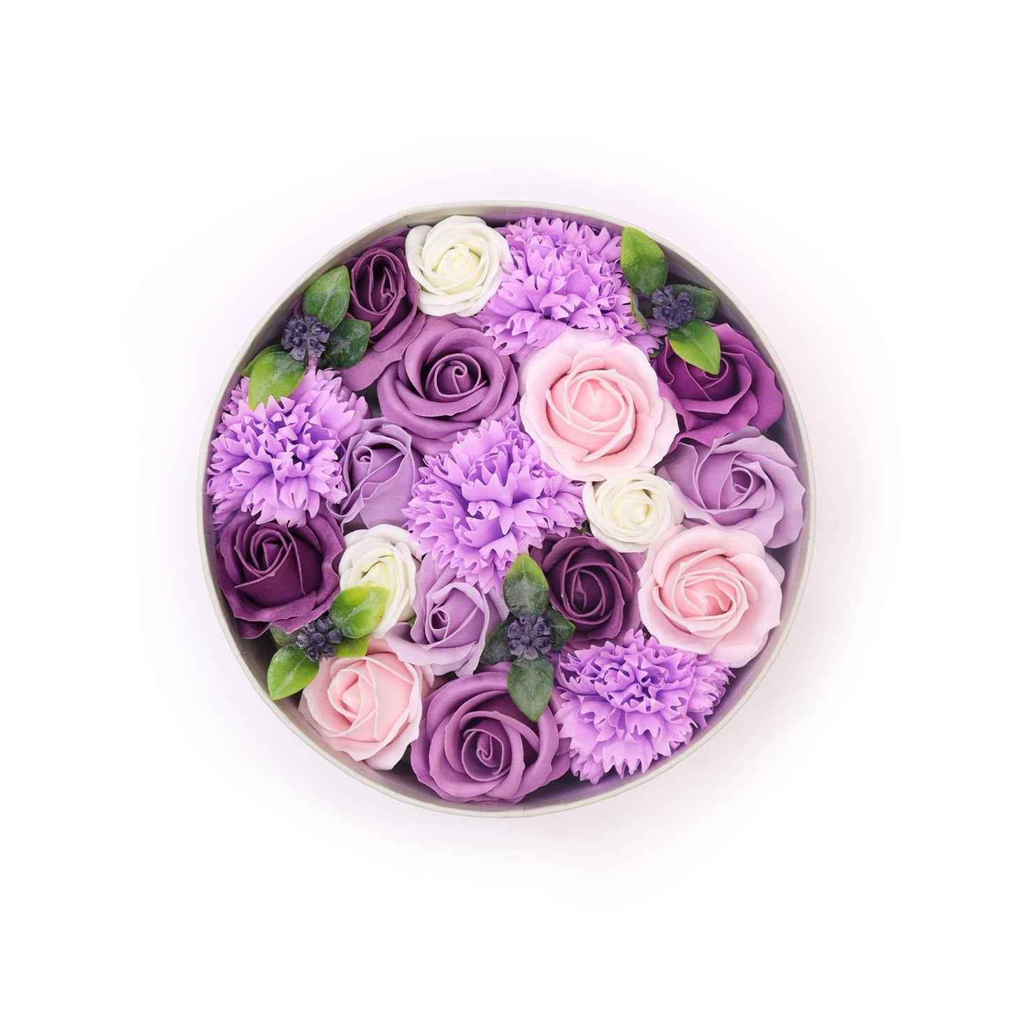 Lavender Roses & Carnation Soap Flowers Gift Box