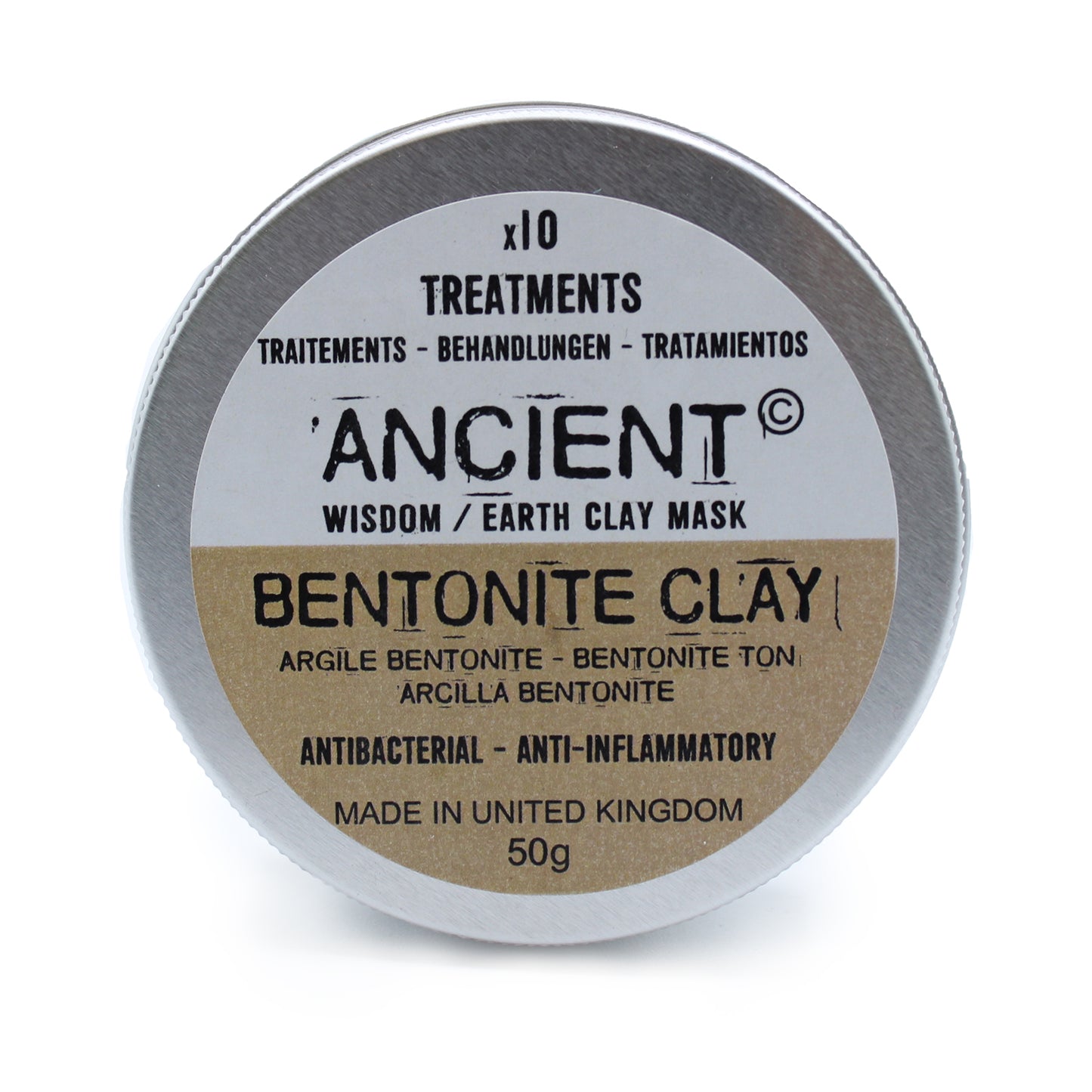 Bentonite clay face mask powder in tin