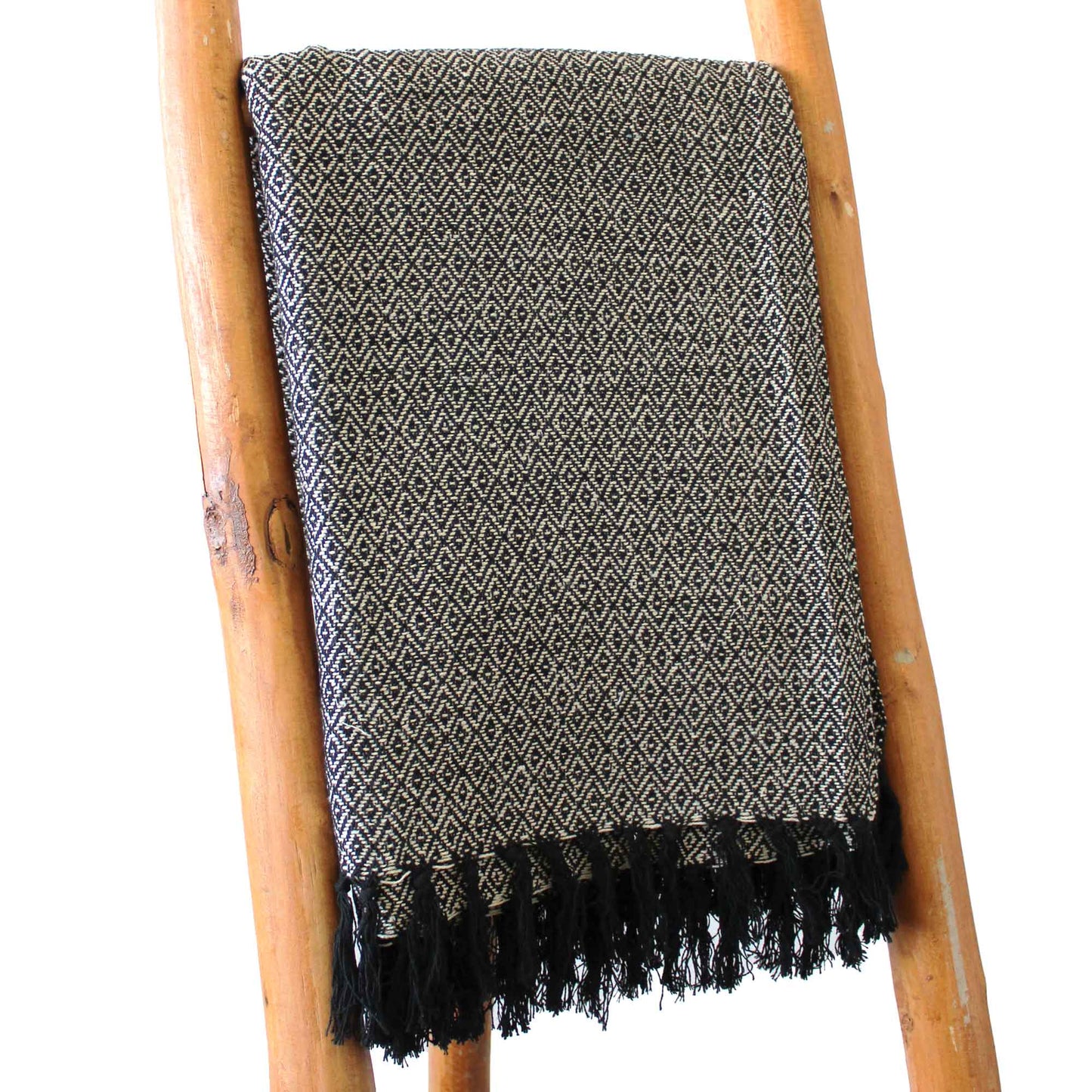 Boho Comfort Throws 125 x 150cm charcoal diamond pattern