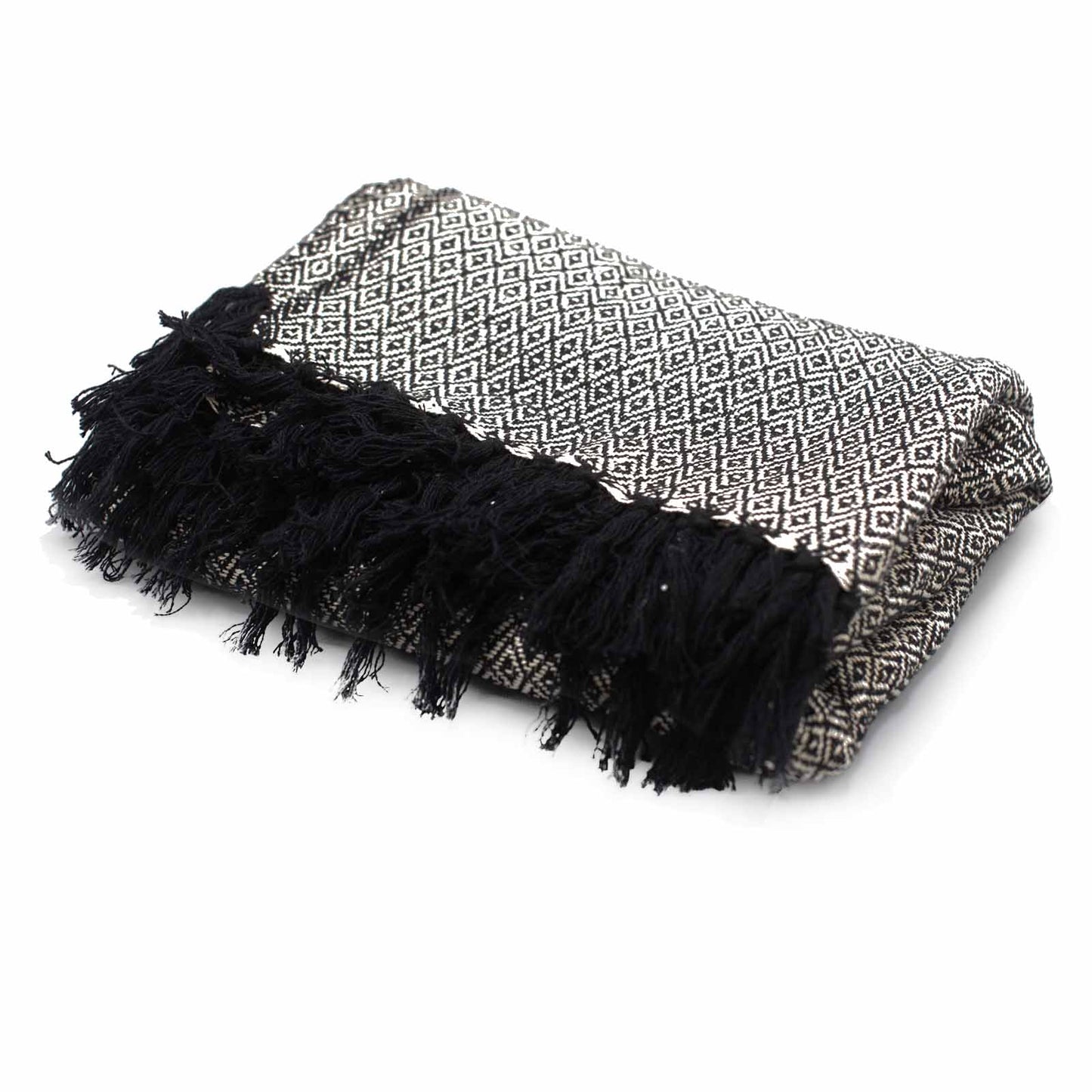 Boho Comfort Throws 125 x 150cm charcoal diamond pattern