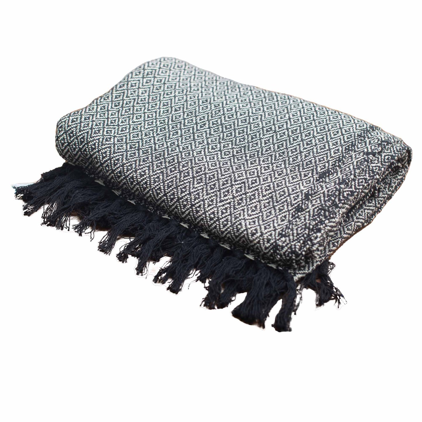 Boho Comfort Throws 125 x 150cm charcoal diamond pattern